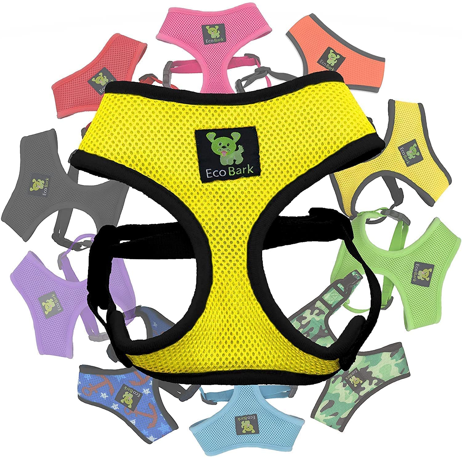 EcoBark Dog Harness - Eco-Friendly Max Comfort Harnesses - Luxurious Soft Mesh Halter - Over the Head Harness Vest- No Pull and No Choke for Puppy, Toy Breeds & Small Dogs (Small, Yellow) — image 1