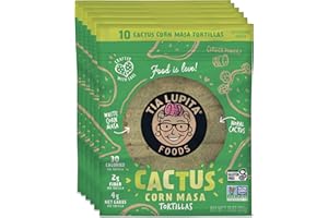 Tia Lupita Cactus Corn Tortillas | 6 Packs x 10 Tortillas per Pack - Low Carb, High Fiber, Low Calorie (30 Calories Each), Keto, Gluten Free, Non GMO, Superfood - Healthy Alternative for Kids & Adults