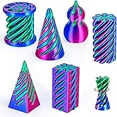 3Dgenius 6 Pack Spiral Cone Fidget Toys 3D Printed Spiral Fidget Toys Impossible Cone 3D Printed Fidgets Impossible Pyramid Passthrough 3D Printed Toys for Adults & Kids for Anxiety Relaxing, Pack1