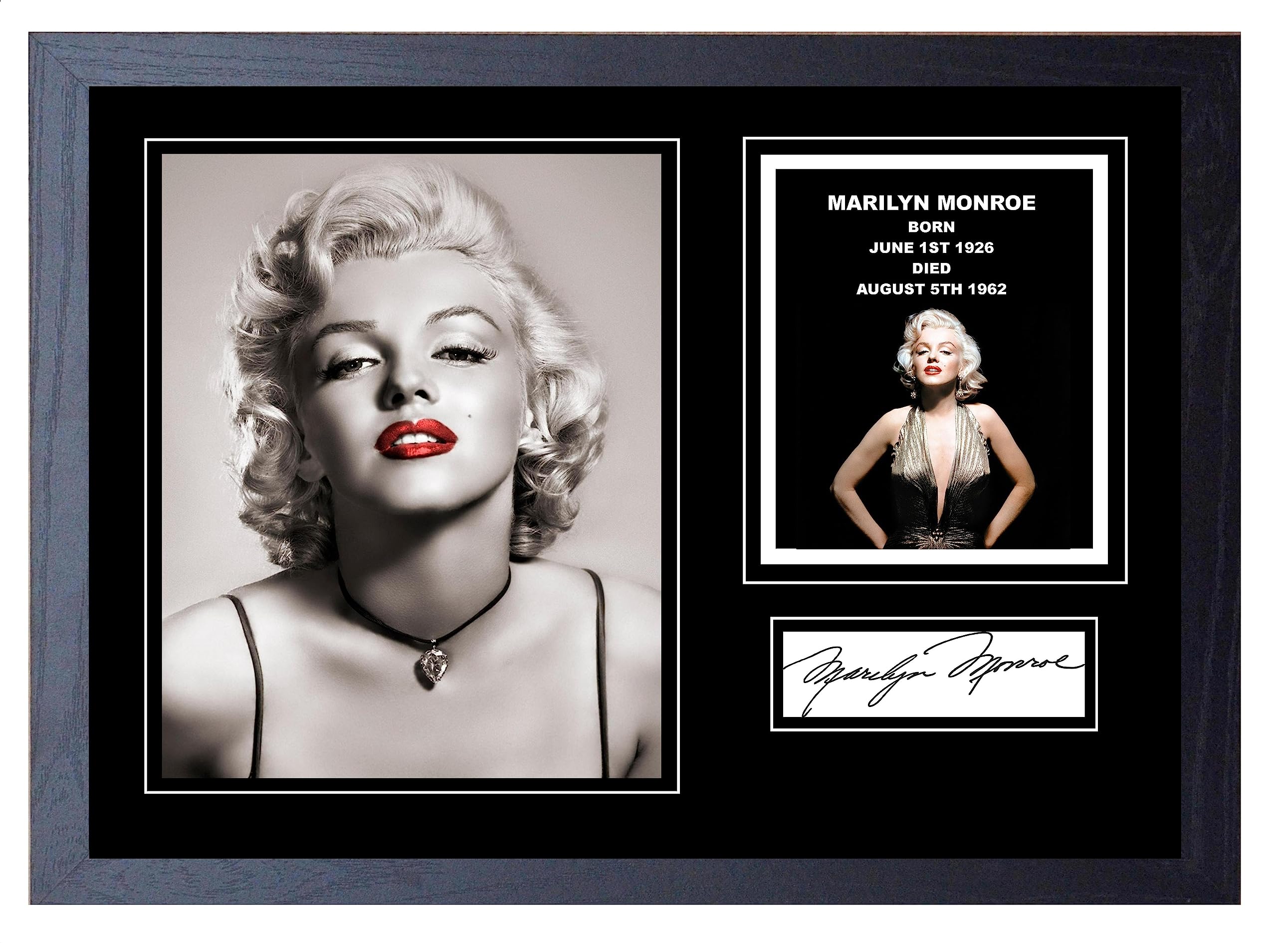 Stunning Quality Marilyn Monroe Signed/Autographed print. (A4 Framed 34cm x 24cm)