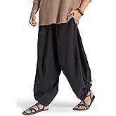 The Veshti Company Men’s Cotton Bali Harem Pants – Relaxed Fit Yoga Lounge – Casual Summer Beach Trousers