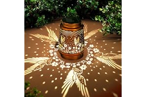 Birthday Gifts for Women Mom Grandma,Hummingbird Solar Lanterns Outdoor Waterproof Garden Decor,Metal Hanging LED Light Garde