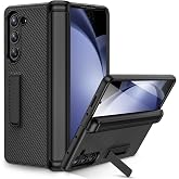 Ruky for Z Fold 5 Case with Kickstand and Hinge Protection, Carbon Fiber | Full Body Case with Built-in Magnetic Kickstand &amp; Screen Protector PU Leather Protective Phone Case for Z Fold 5