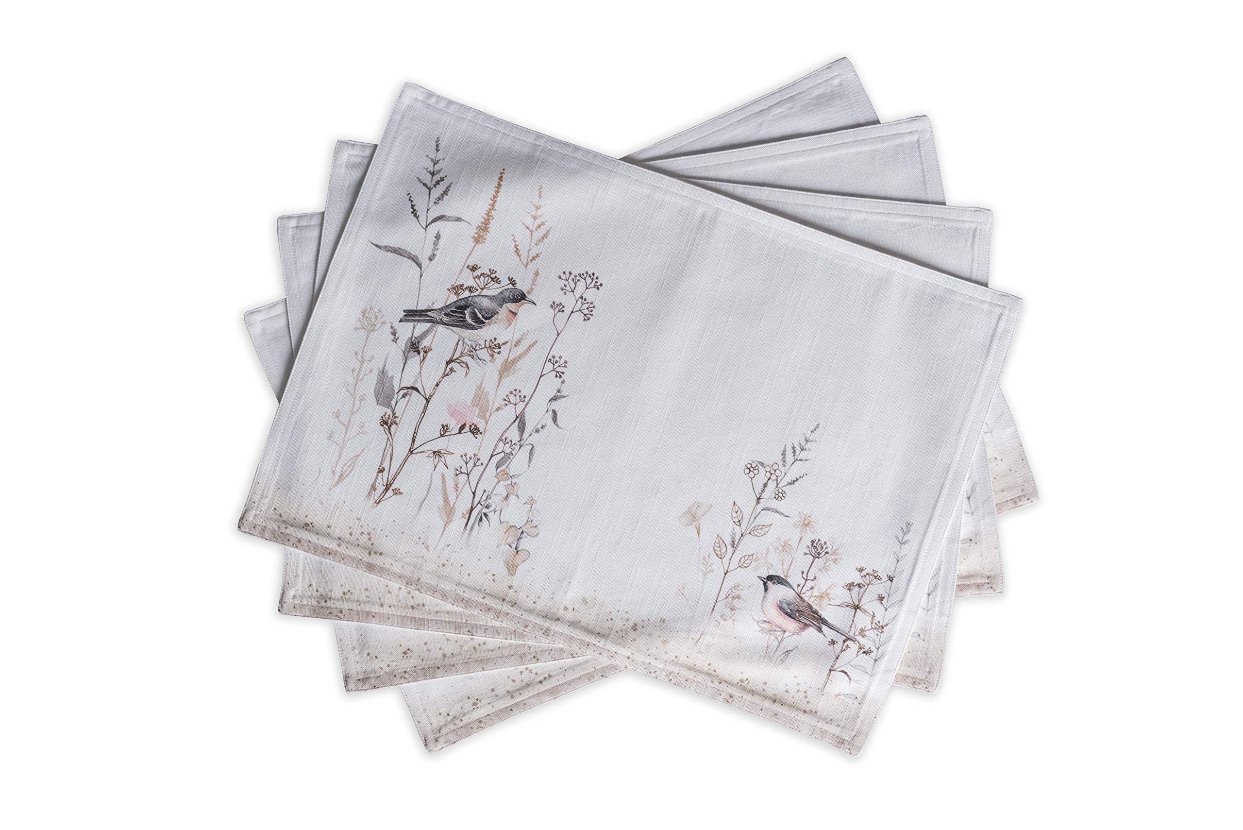 Maison d' Hermine Placemats Set of 4 100% Cotton Washable Reusable Table Mats for Home Kitchen Dining Party Wedding Restaurant Gifts for Mothers Day (Meadow Florals - Brown, 33 CM x 48 CM) — image 1