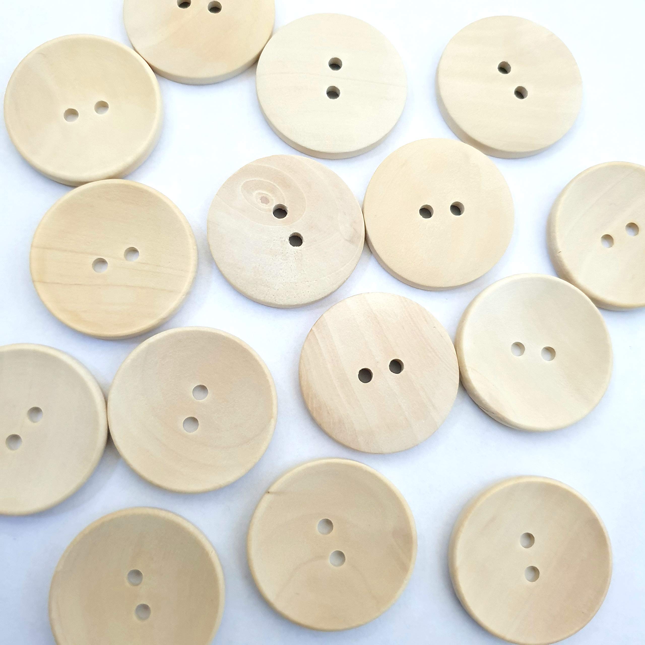 MajorCrafts® 20pcs 30mm Natural Plain Brown Wood 2 Holes Large Sewing Buttons Arts and Crafts Embellishments