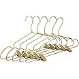 Koobay Premium 16.5” Matte Gold Metal Clothes Clips Hangers, Heavy Duty Skirt Slack Hangers, Metal Rack for Trousers Non Slip Clips, Clothes Hanger Display and Storage, 30 Pack