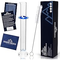 Glass Hydrometer Test Tube Jar & Cylinder Brush - Narrow Flask for Alcohol Testing Moonshine, Homebrew Beer, Home Wine…