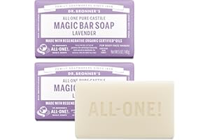 Dr. Bronner's Pure-Castile Magic Bar Soap - Made with Regenerative Organic Certified Oils - For Face, Body, Hair- Gentle on Sensitive Skin - Vegan Soap Bars for Men & Women - Lavender, 2 Pack, 5oz