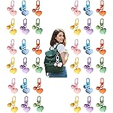 AVELICE 36PC Cute Acrylic Metallic Star Bell Keychains,Colorful Star Pendants Clasp,K-Pop DIY Party Favors Bulk Teachers,Backpack (Heart shaped keychain, Mixed colors)