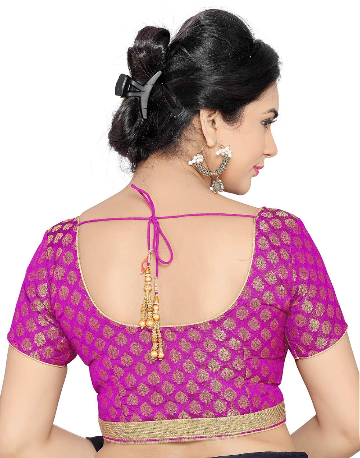 studio shringaar wedding magenta self design short sleeve non-padded blouse