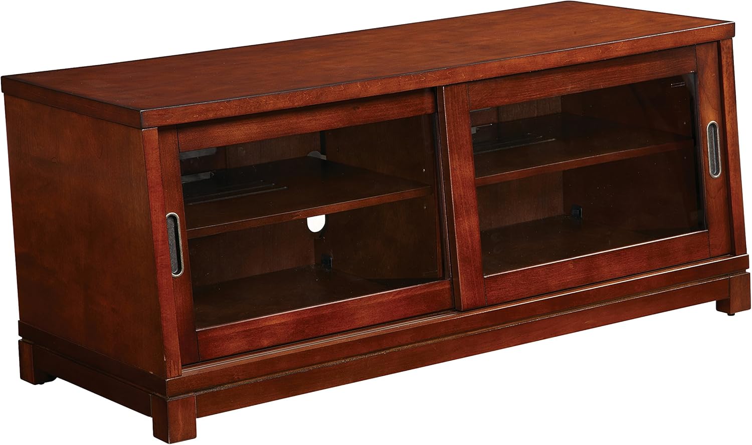 OSP Home Furnishings 47-Inch Grayson TV Stand with Sliding Glass Doors and 2 Inner Shelves, Cedar Finish