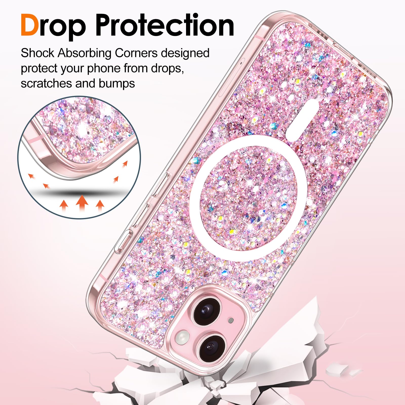 Hython Case for iPhone 15 Plus Case Glitter, Cute