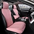 BEITK Leather Front Car Seat Cover - Universal Sideless Protector With Storage Pocket & Seat Belt Pad, Pink - View #2