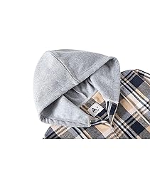 ZITY Men's Flannel Hoodie Shirts Casual Button Down