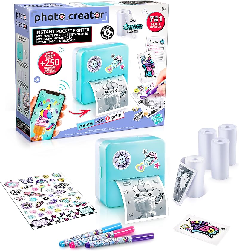 Canal Toys Photo Creator Instant Pocket Printer with App USB-C 4 Rolls 250+