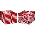 American Greetings 10'' Medium Red Treat Bags for Christmas and All Holidays, Stripes and Polka Dots (16 Bags)