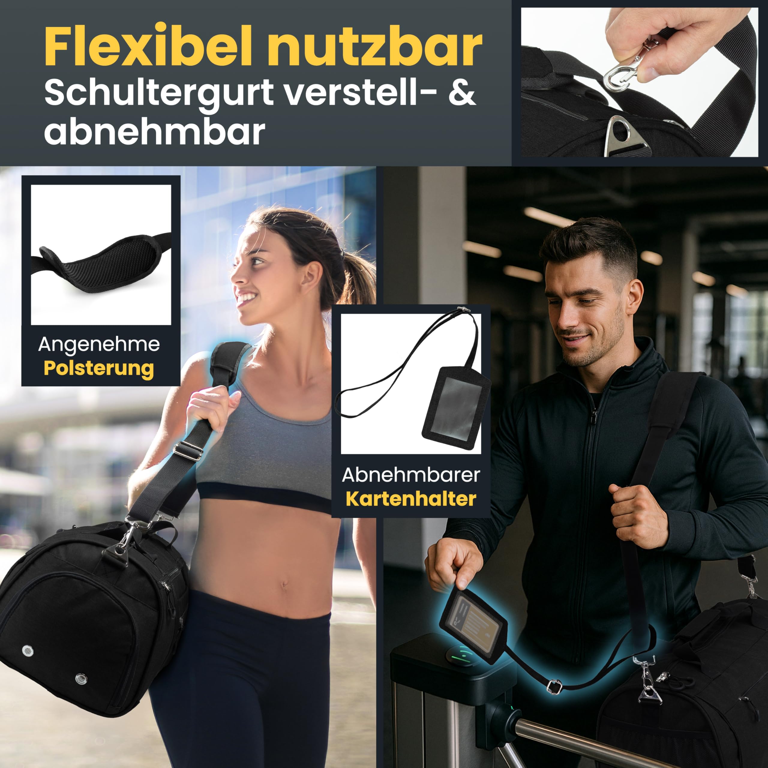 Heldenwerk® Sporttasche & Reisetasche für Damen und Herren klein I Trainingstasche mit Schuhfach und Nassfach I ideal als Reisetasche Handgepäck, Gym Bag, Fitness Tasche, Trainings Tasche, Sport Bag 4