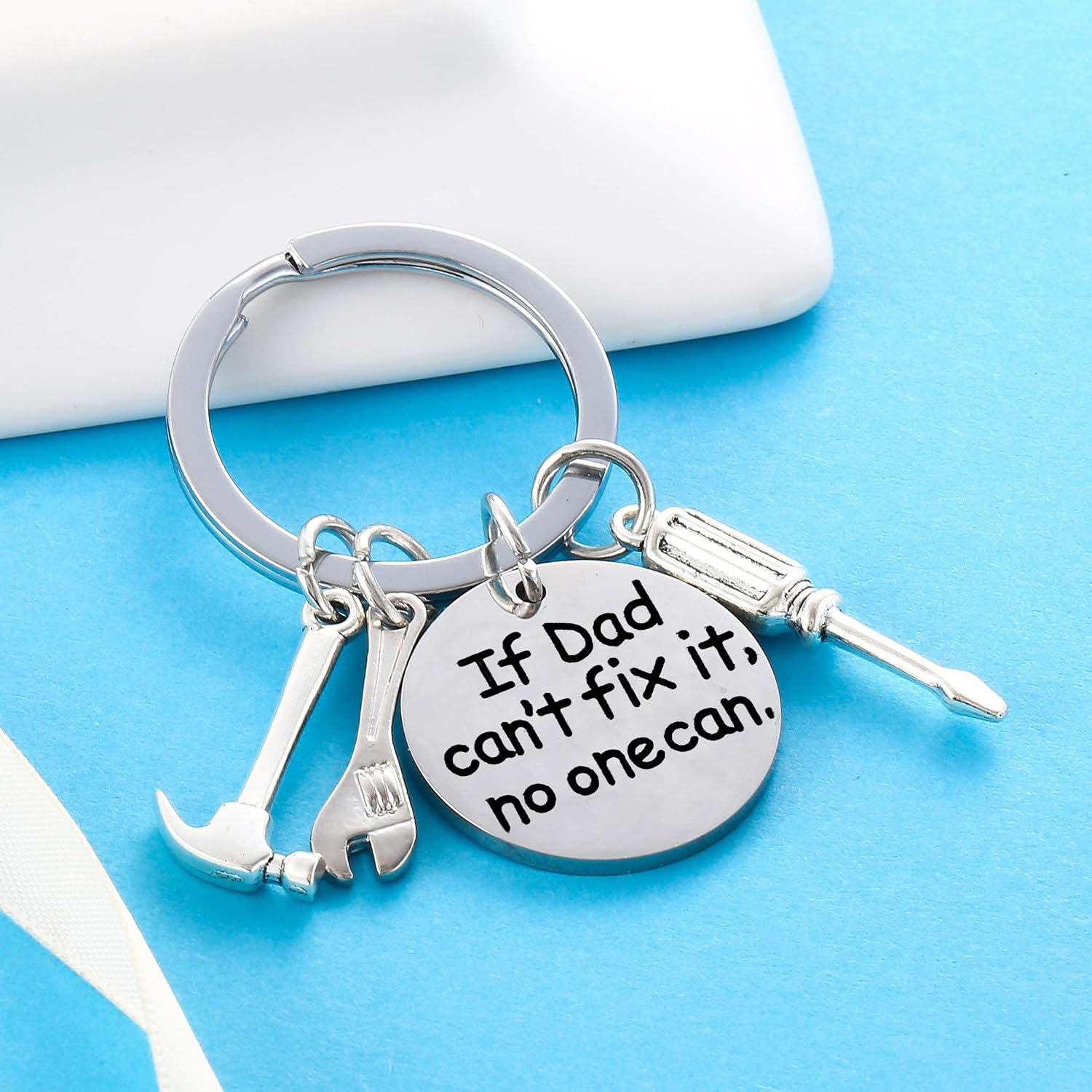 Nimteve Dad Gift Dad Keyring Papa Gifts for Dad From Daughter Son Fathers Day Key Ring Keychain Daddy Birthday Gifts for Dad Funny Dad Gifts If Dad Cant fix it no one can (to My dad) - Image 4