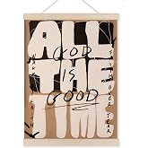 HUGANE Retro Christian Wall Art Poster Hanger Frame, God Is Good All the Time Bible Verse Religious Canvas Pictures Prints Hanging Wall Decor for Home Bedroom Office Church, 12x16 Inch