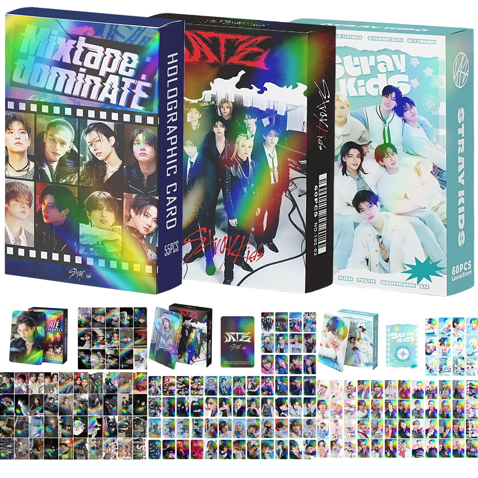 Photo 1 of 3Pack/175Pcs Laser Photocard Set Kpop Mixtape: Dominate Album Cards ATE Photocards Over The Rains Post Cards 2025 Season's Greetings Merch Gift for Stay