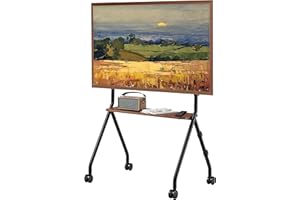 ECOTINY Easel Rolling TV Stand for 49-80 Inch TV Screen up to 110 LBS, Portable TV Stand with Wheels, Rolling TV Cart for Business, Office, School, Home, Black
