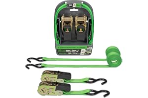 SmartStraps Ratchet Straps - 6ft GRN Padded Ratchet 2pk 1,500lb, Green -SMAR138