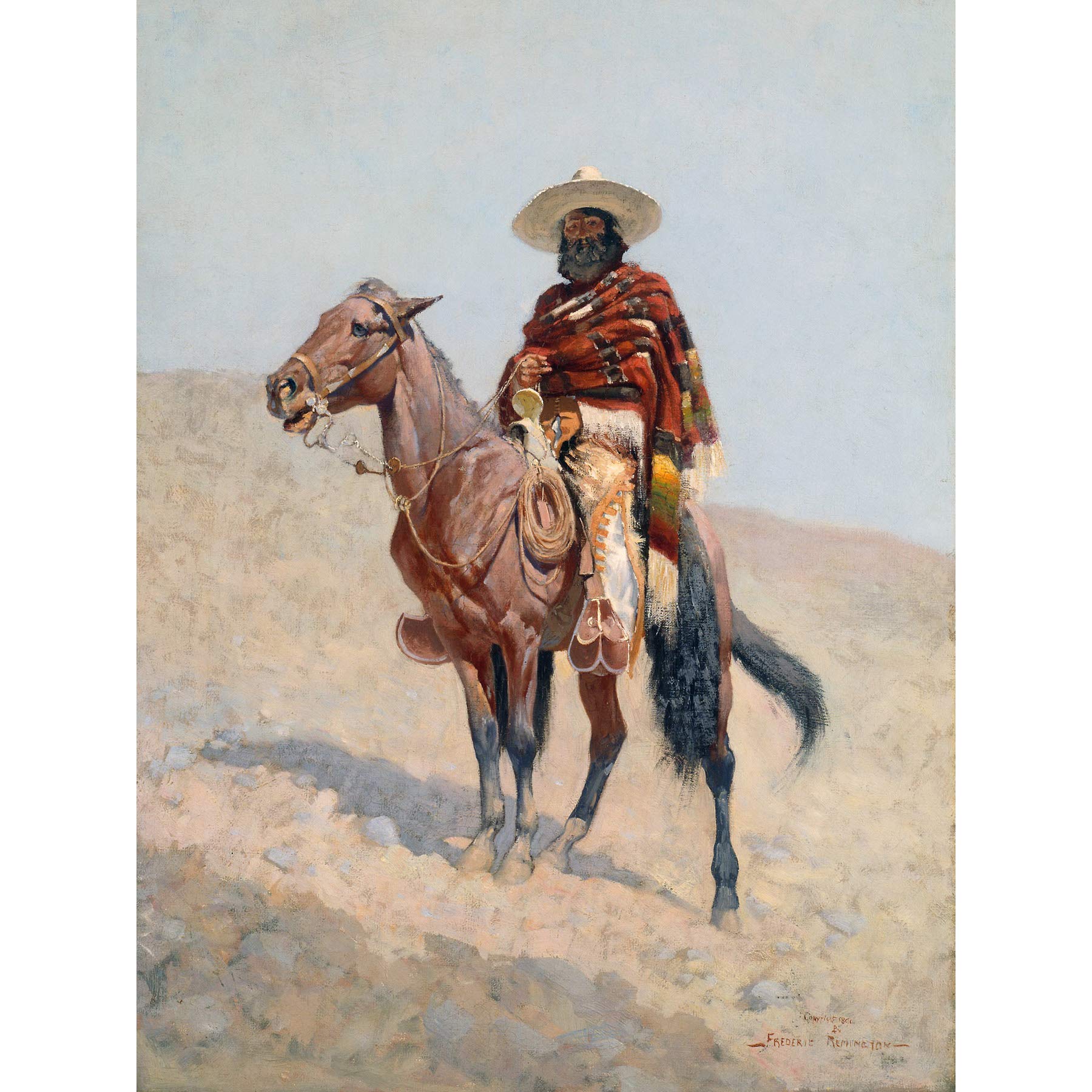 Remington Mexican Vaquero Horseman Painting Large Wall Art Print Canvas Premium Mural