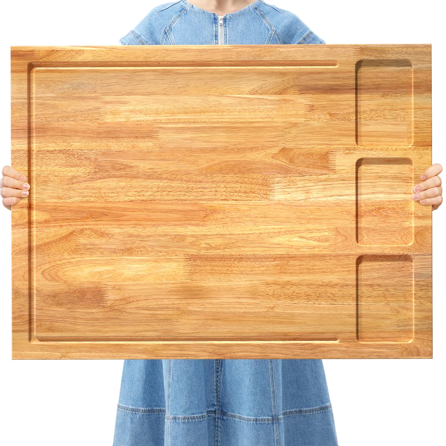 Photo 1 of 32x23.5inches Extra Large Solid Wooden Cutting Board and Stovetop Cover, 2 in 1 Stove Top Cover Chopping Board with Detachable Legs and Juice Groove, Sink Cover Board for Restaurant Kitchen Countertop