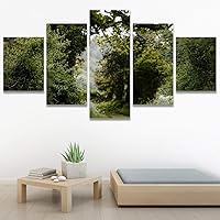 SIGNWIN 5 Panel Canvas Wall Art Green Forest for Home Decorations Ready to Hang - 60