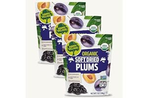 Happy Village Organic Soft Dried Plums 21 OZ (3 Packs of 7 OZ) – Soft & Juicy Prunes with No Refined Sugar, Organic, Non-GMO, Kosher, Gluten-Free