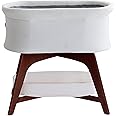TruBliss Evi Smart Baby Bassinet Beside Sleeper with Auto-Glide, Ambient Nightlight & Sensory Sounds, Compatible with Alexa and Google Home, Includes 2 Sheets (Soft White W/Natural Legs)