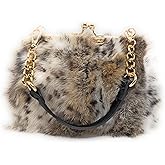 Fosrion Genuine Rabbit Fur Kisslock Handbag – Small Size, Multiple Patterns & Colors