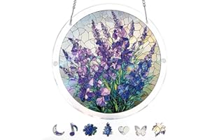 Acrylic Jigsaw Puzzle Suncatcher, 20cm/7.9in Acrylic Puzzle Sun Catcher, for Doors Garden and Window Hanging&Birthday Gift (V