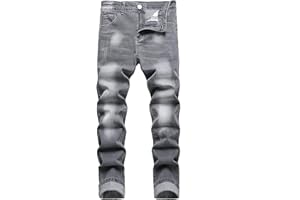 JUNBAOSS Men's Slim Fit Stretch Jeans Ripped Skinny Jeans for Men, Fashion Straight Leg Comfort Flex Waist Cargo Denim Pants