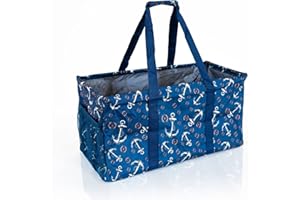 LUCAZZI Extra Large Utility Tote Bag - Oversized Collapsible Pool Beach Canvas Basket
