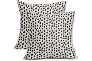 SWEETSHOW Polka Dot Pillow Covers 18x18 Set of 2 Black Cream Throw Pillows Boho Design Brush Strokes Decorative Outdoor Pillowcase Square Cushion Cover Linen Pillow Case for Home Sofa Couch Bed