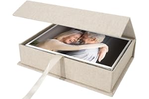 Yopih 4x6 Linen Photo Storage Box - Ideal for Preserving and Organizing Your Precious Photos, Certificates, Scrapbooking Supplies, Keepsakes, and Jewelry Beige