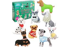 Flying Childhood Dog Crafts Sewing Kit for Kids, Sew Your Own Stuffed Animals of Dogs, Felt Puppy DIY Kits, Crafting Supplies for Kids Beginners, Gift for Girls Boys Sewing Ages 8-12