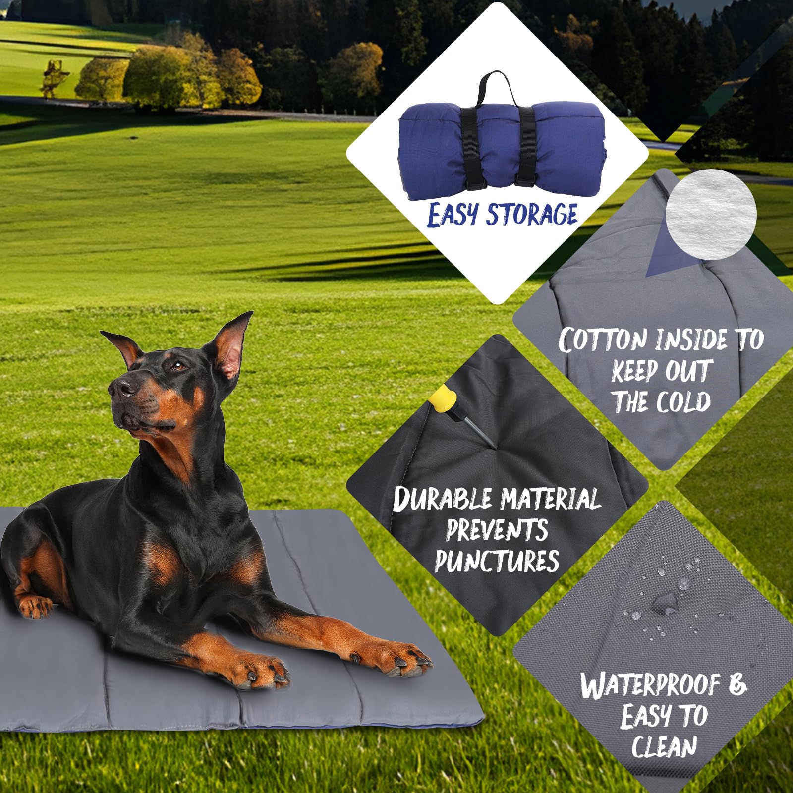Nobleza wasserdichte Hundematte für Outdoor, Waschbare Große Hundedeck für Unterwegs, Faltbar Reisedecke für Hunde, Tragbare Hundebett, 110x68 cm 2