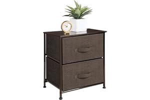 mDesign Small Storage Dresser End/Side Table Night Stand with 2 Removable Fabric Drawers - Organizer for Bedroom, Living Room, Closet - Hold Clothes, Linens, Accessories, Lido Collection, Dark Brown