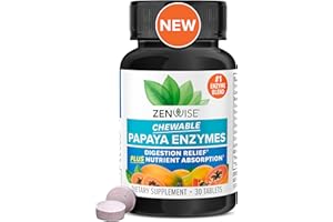 Zenwise Health Papaya Digestive Enzymes with Bromelain for Digestive Health and Bloating Relief for Women and Men, Chewable Enzymes for Digestion and Gut Health - 30 Count