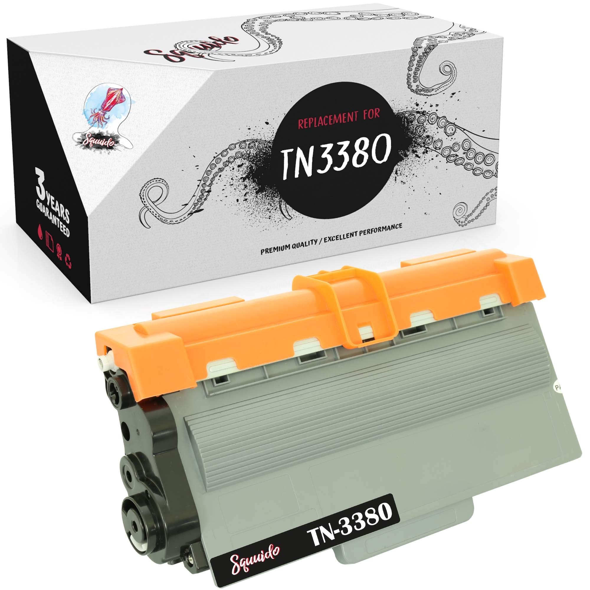 Squuido toner cartridge TN3380 TN 3380 compatible with Brother HL-5440D HL-5450D HL-5450DN HL-5470DW HL-5480DW HL-6180DW MFC-8510DN MFC-8520DN MFC-8950DW DCP-8110DN DCP-8250DN | High Yield 8000 pages