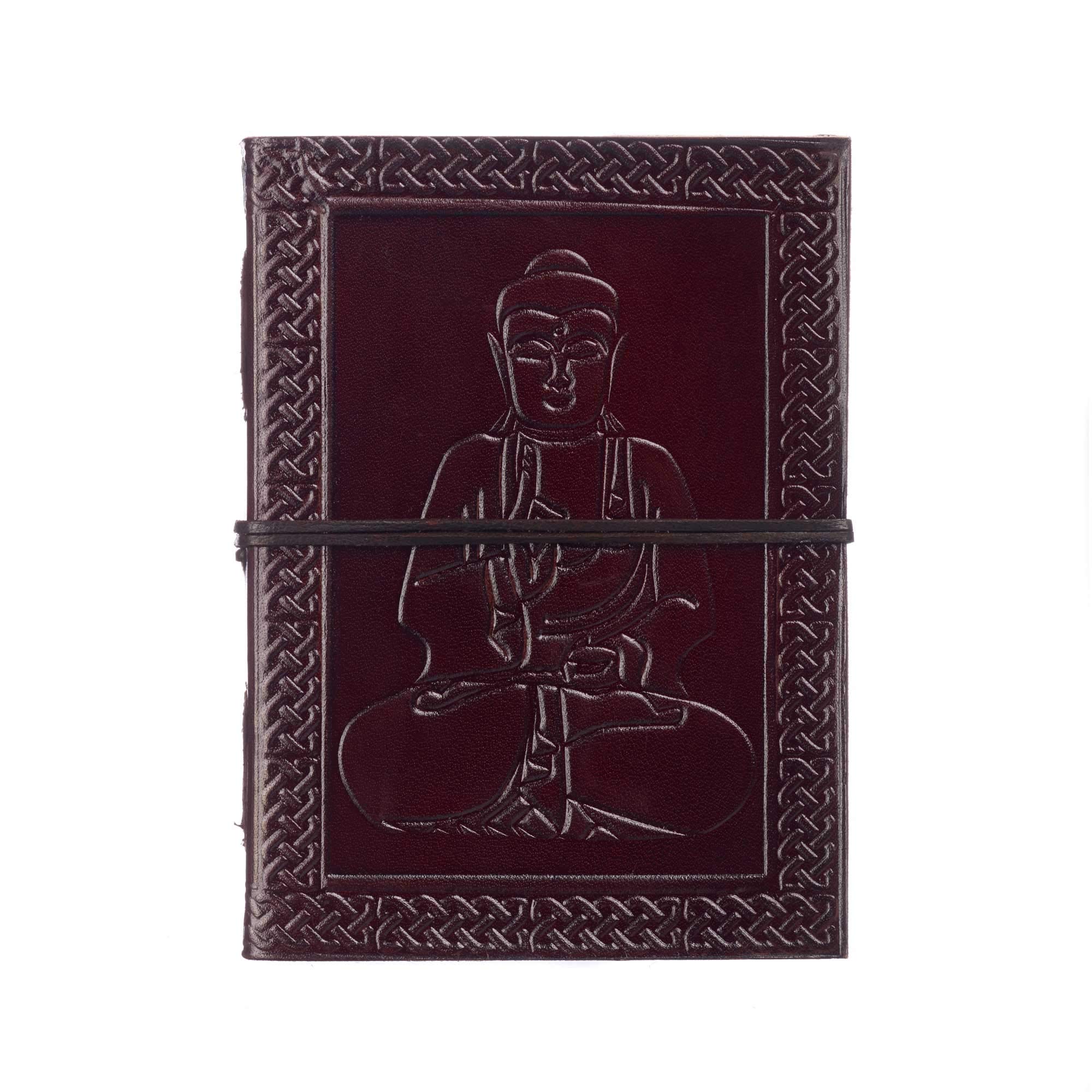 Handmade Sitting Buddha Genuine Leather Journal | 13.5cm x 18.5cm | Recycled Paper | Fair Trade & Eco Friendly Leather Bound Notebook Alternative For Men and Women