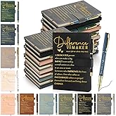 Kosiz 20 Pcs/10 Sets Valentines Employee Appreciation Gifts Bulk A5 Leather Notebook and Pen Inspirational Journal Pens Social Worker Gift for Corporate Coworker Staff(Morandi Series,Difference Maker)