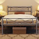Yaheetech 3ft Single Bed Metal Frame Cloud Headboard Silver Slats view 3
