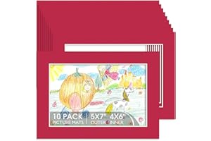 Space Art Deco, 10 Pack Picture Frame Mats, 5x7 China Red Mattes with Core Bevel Cut 3.5x5.5 Opening for 4x6 Pictures, Acid Free Photo Matting for Artwork