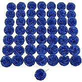 DH EYB Silk Carnation Flower, 50 Artificial Flowers, Used for Wedding Decoration DIY Handmade Flowers, Carnation Flower Diameter 3.5 Inches and 6 Inches Stem (Blue)