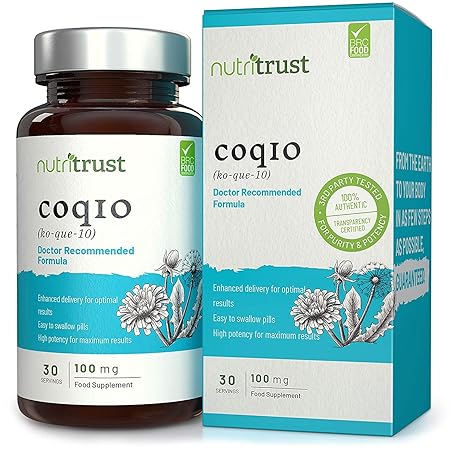 Coenzym Q10 Kapseln von Nutritrust® – CoQ10 100mg – einfach zu schlucken – hochdosiert & verbesserte Wirkung für maximale Wir