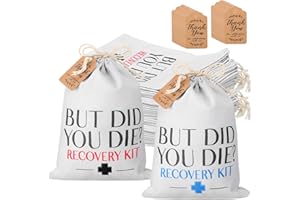 SATINIOR 24 Set Hangover Recovery Kit Bags 5'' x 7'' Wedding Hangover Survival Kit with Thank You Card and Drawstring for Bachelorette Bridal Shower Wedding Bridesmaid Gifts