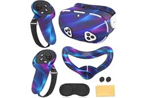 Silicone Cover Set Compatible with Meta Quest 3S Accessories, VR Protector Face Cover, Controller Grips, Front Shell Headset 